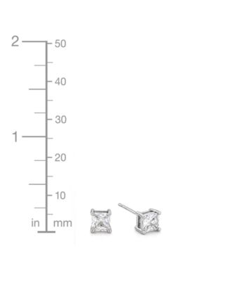 3-Pc. Set Silver Plated Square Cubic Zirconia Stud Earrings