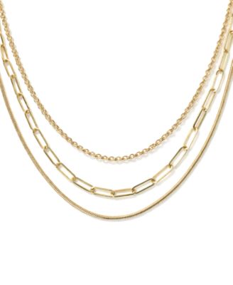 Triple Row 16" Chain Necklace in Silver Plate or Gold Plate