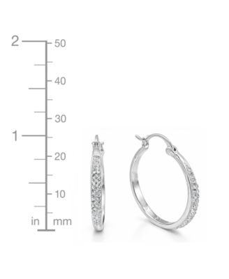 Clear Crystal C Hoop & Click Top Hoop Earring Set in Gold Plate or Silver Plate