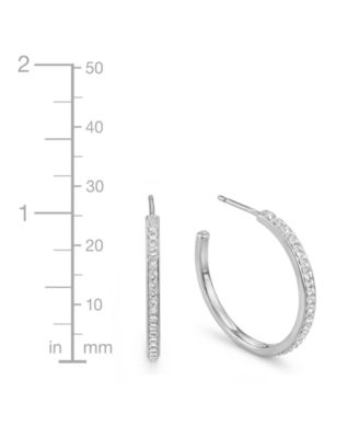 High Polished Clear Crystal Duo C Hoop Earring Pair, Gold Plate and Silver Plate