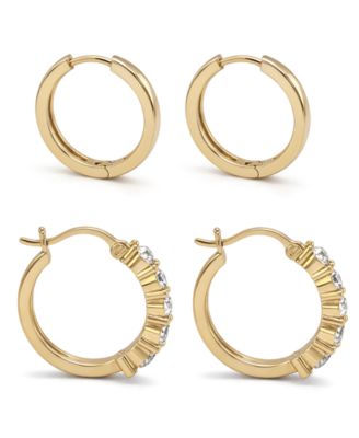 Crystal 18K Gold Plated Duo Hoop Earring Set
