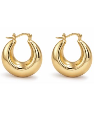 Silver Plated or 18k Gold Plated Brass Puff Hoop Earrings