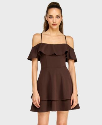 Juniors' Ruffled Off-The-Shoulder Dress