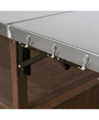 Farmhouse Rolling Outdoor Kitchen Cart Stainless Top