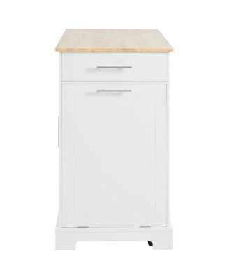Rolling Kitchen Island Trash, Power, Storage