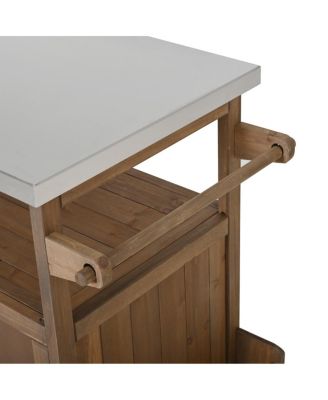 Farmhouse Rolling Outdoor Kitchen Cart Stainless Top