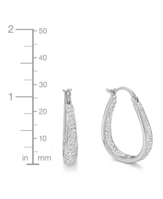 Crystal In & Out Teardrop Hoop Earrings in Silver Plate, Gold-Plate or Rose Gold Plate