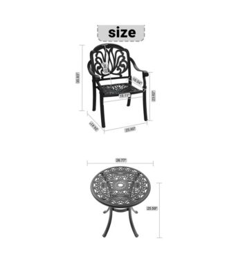 3-Piece Outdoor Bistro Table Set Cast Aluminum Patio Furniture Table Set