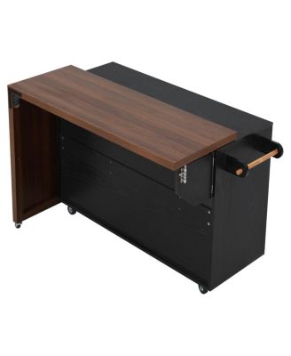  Kitchen Island Extendable Table and Trash Storage