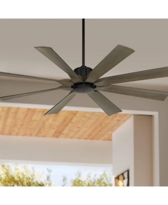 60" Defender Industrial Rustic Indoor Outdoor Ceiling Fan Remote Matte Black Weathered Oak Damp Rated Patio
