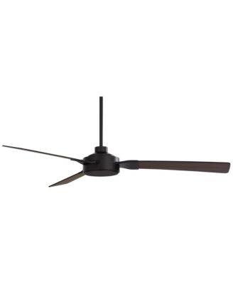 60" Invictus Indoor Outdoor Ceiling Fan 3 Blade Remote Control Matte Black Finish Dark Walnut Wood Finish Blades Damp Rated
