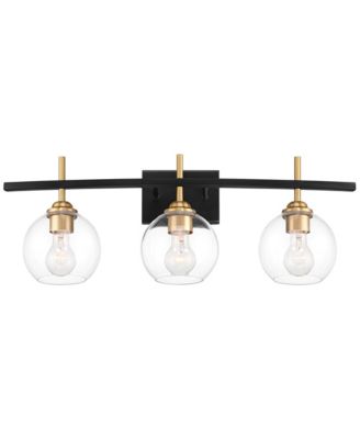 Modern Wall Light Sconce Black Gold Hardwire 27" 3-Light Fixture Clear Glass Globe for Bedroom Bathroom Vanity Home