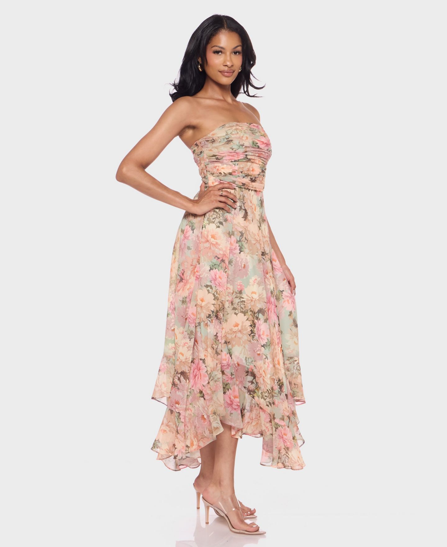 Женское платье Alex & Sophia Juniors' Strapless Printed, цвет: Шалфейный разноцветный — фото 2