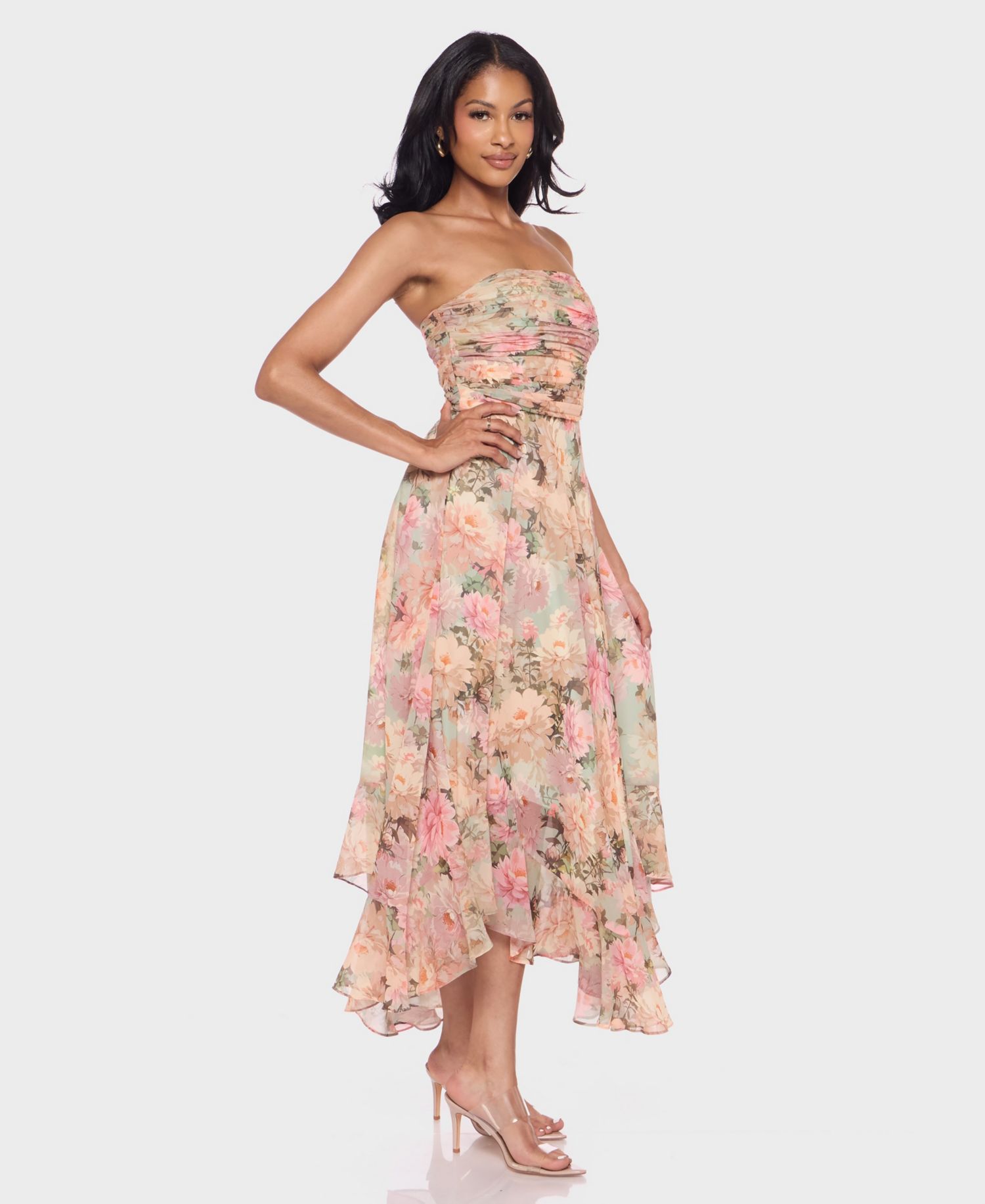 Juniors' Strapless Printed Dress