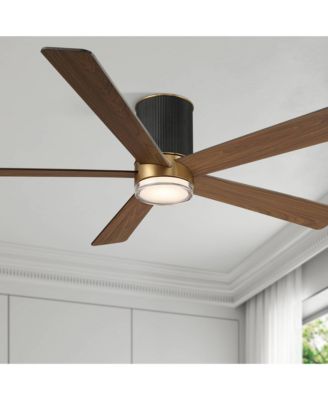 56" Vex Matte Black LED Hugger Ceiling Fan with Remote
