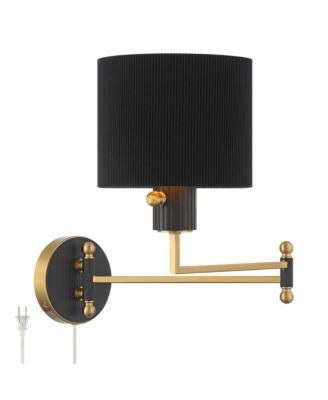 Possini Euro Rumi 13 1/4"H Gold and Black Swing-Arm Plug-In Wall Lamp