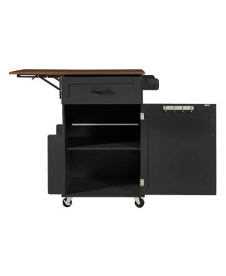  Farmhouse Kitchen Island Drop Leaf, Storage