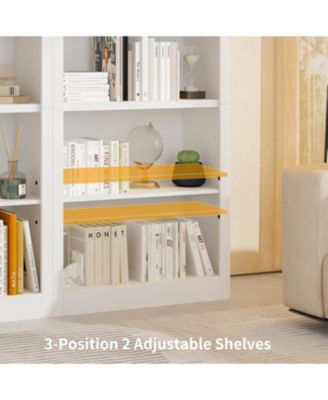 71" Tall Wooden Bookcase with 5 Tiers, Open Storage, Modern Floor Standing Shelves for Bedroom or Office