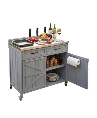  Outdoor Kitchen Island Stainless Top, Storage, Drawer, Wheels