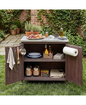  Outdoor Kitchen Island Side Shelf, Storage, SS Top, Wheels