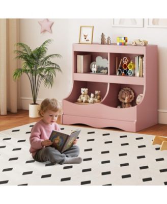 Toy Storage Organizer 4- Cubby Kids Bookcase for Toys and Books, 26.5" x 16" x 24.5"