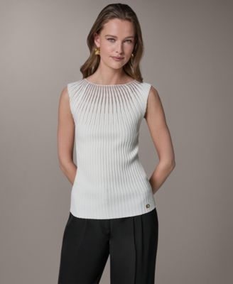 Petite Crewneck Sleeveless Sweater Top