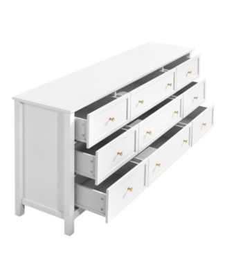 9 Drawer Dresser, Wooden Chest of Drawers with Sliding and Anti