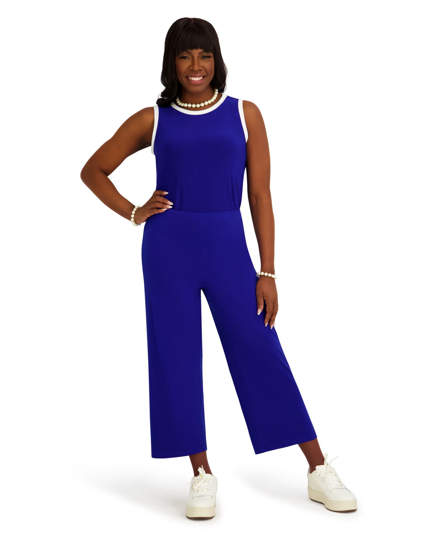 Women's High-Rise Pull-On Wide-Leg Cropped Pants