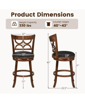 31'' Bar Height Stools Set of 4 w/Rubber Wood Frame Upholstered Seat and Footrest