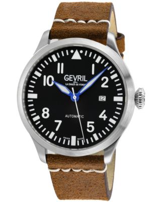 Men's Vaughn Swiss Automatic Rust Italian Leather Strap Watch