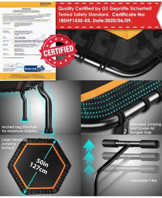 50" Mini Fitness Trampoline Max. Load 250lbs Safe Silent Easy Installation