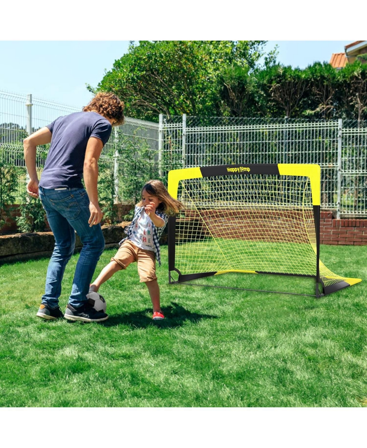 Happy Jump 7x5 Ft and 5x3.6 Ft Portable Soccer Goal, Large-Frame Design Built for Long-Term Development, Easy Setup for Backyard, Park