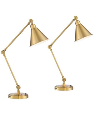 Wray Modern Adjustable Desk Lamps with USB Port, Set of 2, 26 3/4" Tall