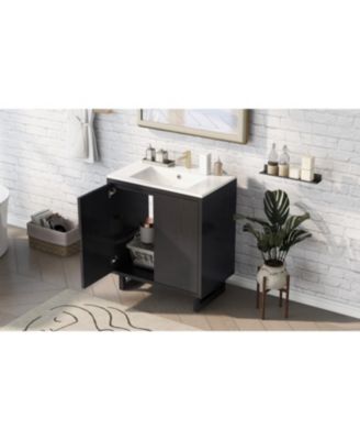 30" Bathroom Vanity Set with Sink, Bathroom Storage Cabinet with Solid Wood Frame