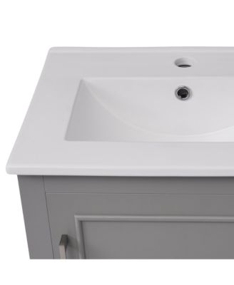 20" Small Bathroom Vanity with Ceramic Basin, Bathroom Storage Cabinet with Soft-Close Door