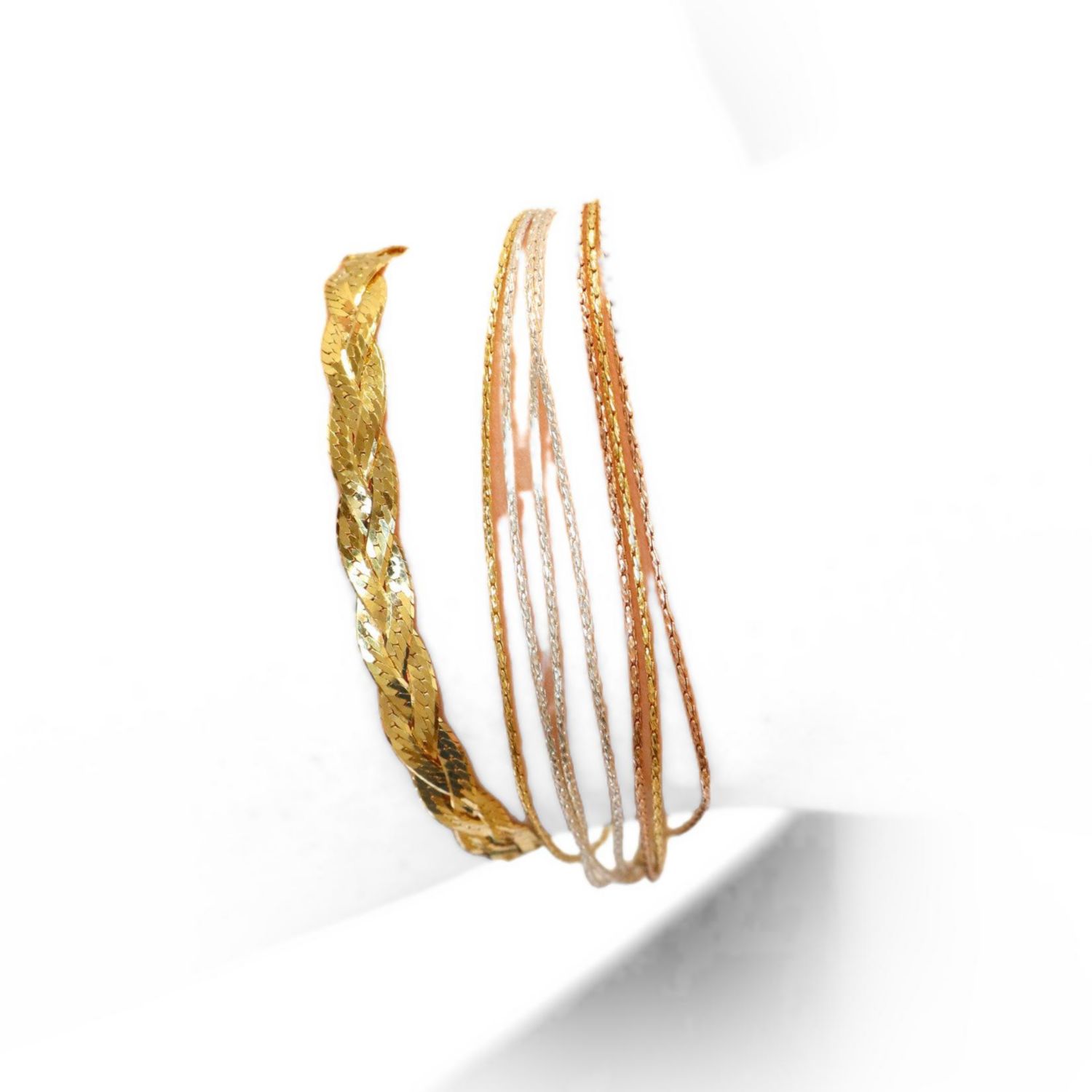 Braided Herringbone Bracelet 14K Gold-Plated Sterling Silver