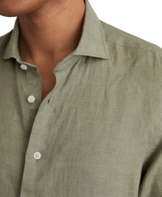 Men's Linen Cutaway Collar Regular Fit Shirt
