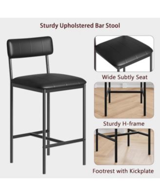 Set of 4 Steel-Leg Padded High-Back Dining Chairs and Bar Stools