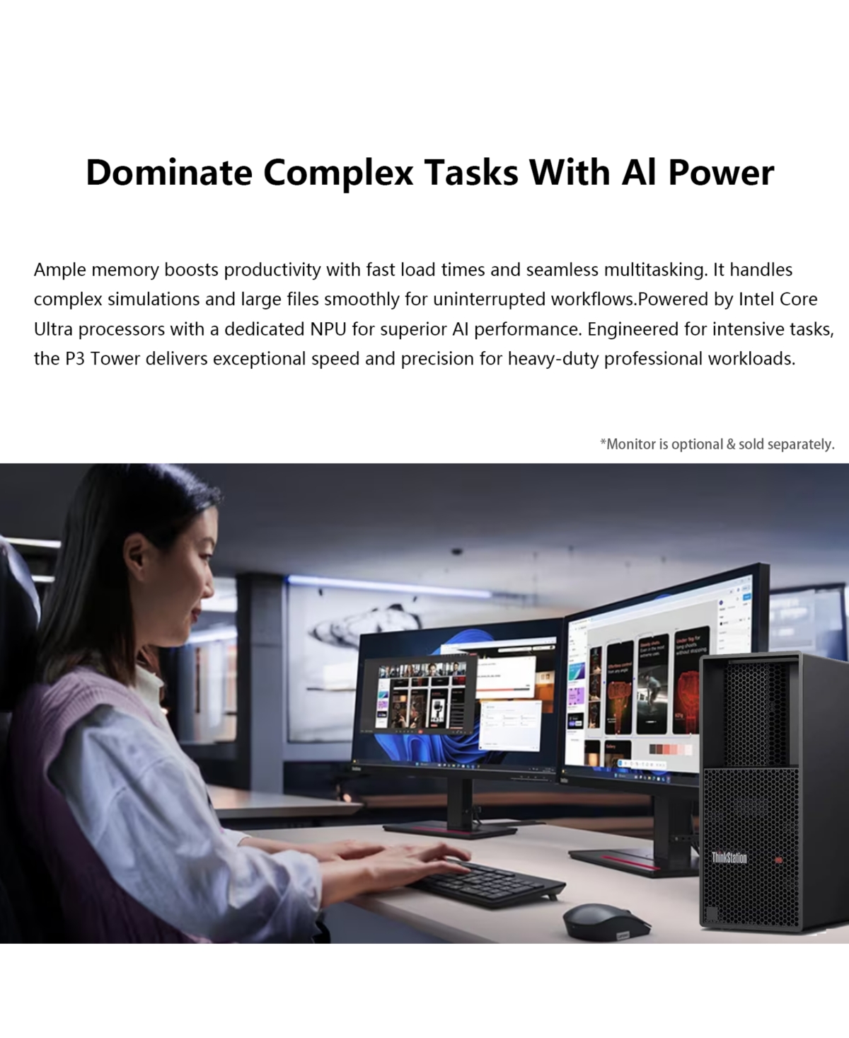 Lenovo ThinkStation P3 Workstation Desktop Intel Core Ultra 5 64GB Ram Intel Graphics 2TB Ssd Storage Windows 11 Pro