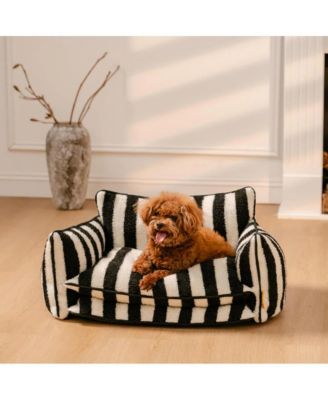 Striped Faux Lambswool Double Layer Pet Sofa Bed