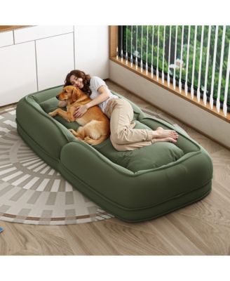 Convertible Corduroy Lazy Sofa Bed, 5-Position Adjustable Folding Lounge Chair, Upholstered Sleeper Seat for Living Room, Reading Room