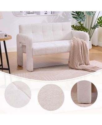 47" Small Loveseat Sofa, Chenille Mini 2 Seater Couch with Deep Seat and Dual Armrests, Compact Upholstered Sofa for Living Room
