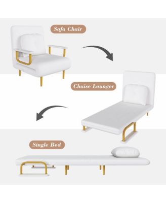 Folding Sofa Bed, 3-in-1 Convertible Chair with Pillow and 5-Position Adjustable Backrest, Space-Saving Sleeper for Living Room, Bedroom