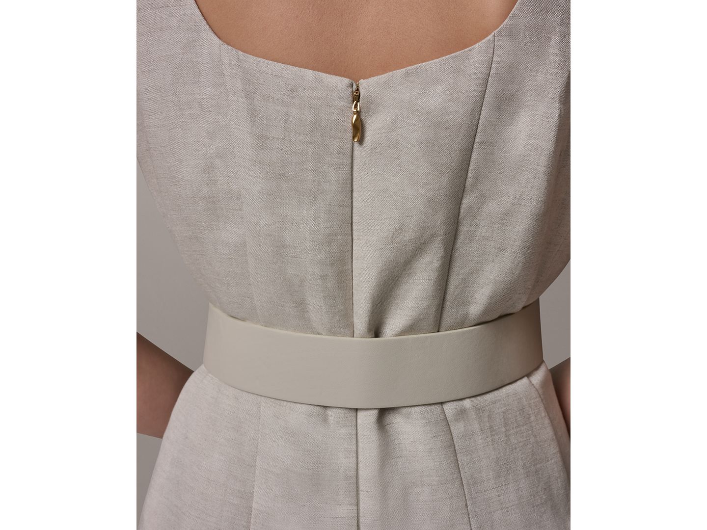 Женское платье Donna Karan New York Mix Media Scoop Neck Midi, цвет: Натуральный кремовый — фото 5