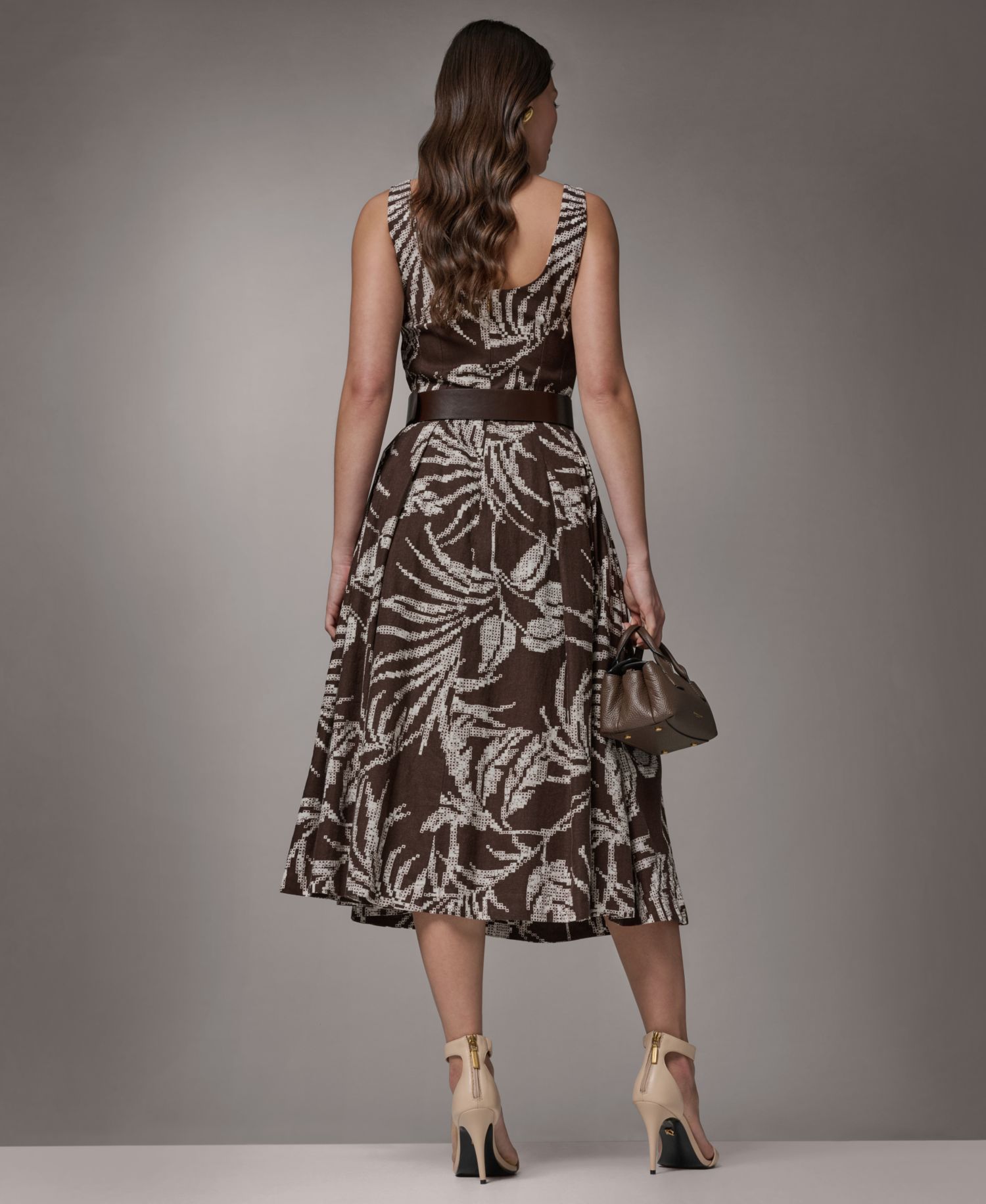 Women's Printed Square Neck Midi Dress