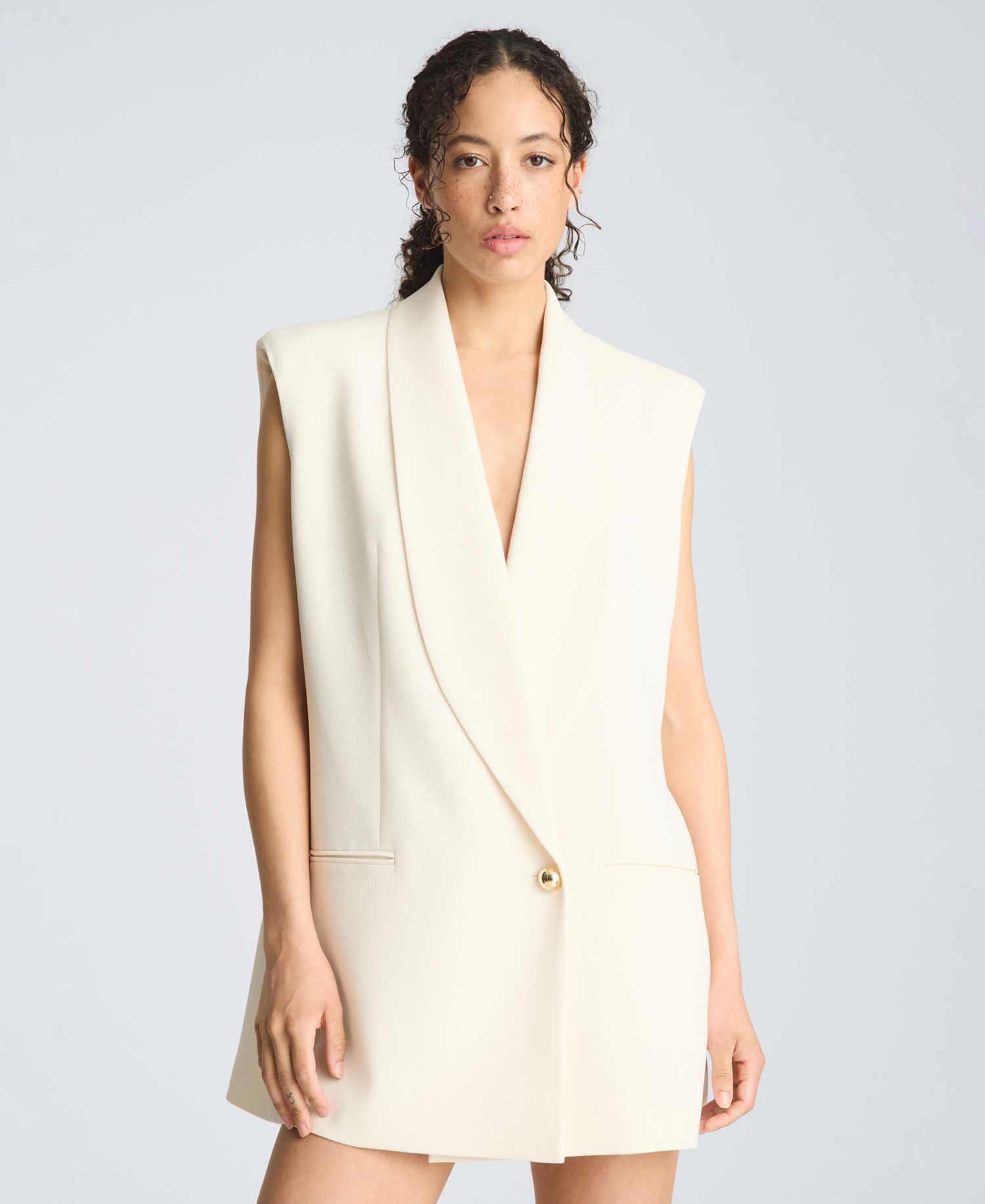 Women's Sleeveless V-Neck Blazer Mini Dress