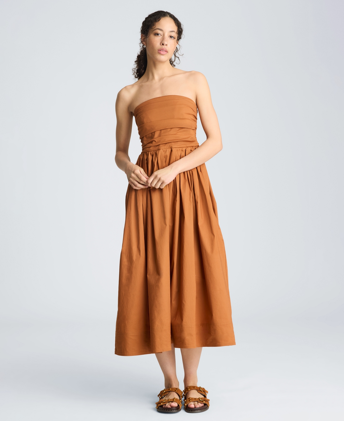 Kenneth Cole Women's Strapless Shirred Midi Dress