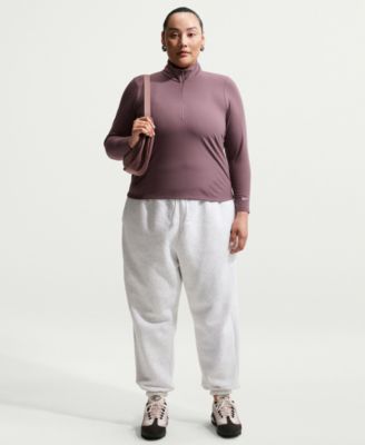 Plus Sportswear Ribbed Quarter-Zip Long-Sleeve Top