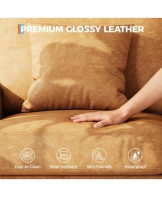 Modern Sofa with 2 Throw Pillows, Deep Seat Couch with Upholstered Cushion & Removable Cover