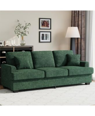 Modern Sofa with 2 Throw Pillows, Deep Seat Couch with Upholstered Cushion & Removable Cover